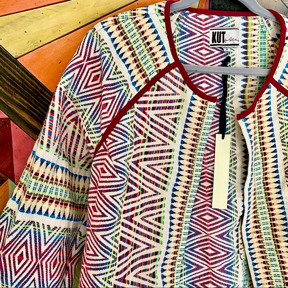 Kut from the Kloth Illiana Tribal Moto Jacket Sz M